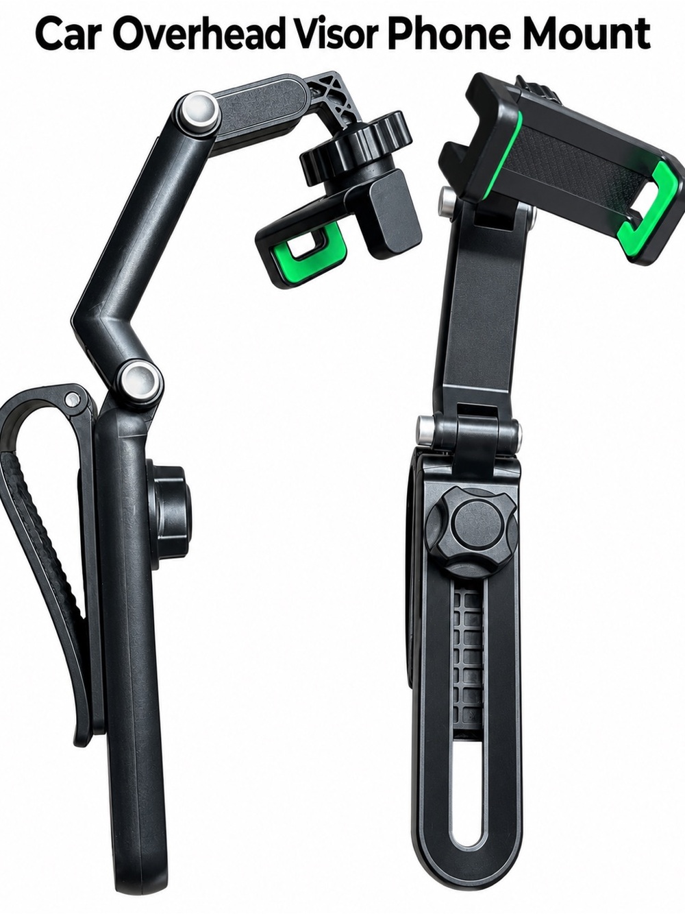 Universal Black and Green Car Overhead Visor Phone Mount